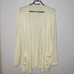 Ultra Soft Long Off-White 2 Pocket Open Cardigan